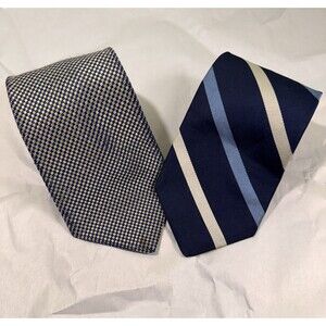 Lot Of 2 Brooks Brothers Makers Ties Geometric Striped USA Italy 58"x4"